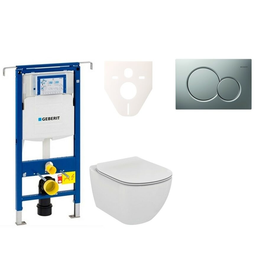 Cenově zvýhodněný závěsný WC set Geberit do lehkých stěn / předstěnová montáž+ WC Ideal Standard Tesi 111.355.00.5NF3