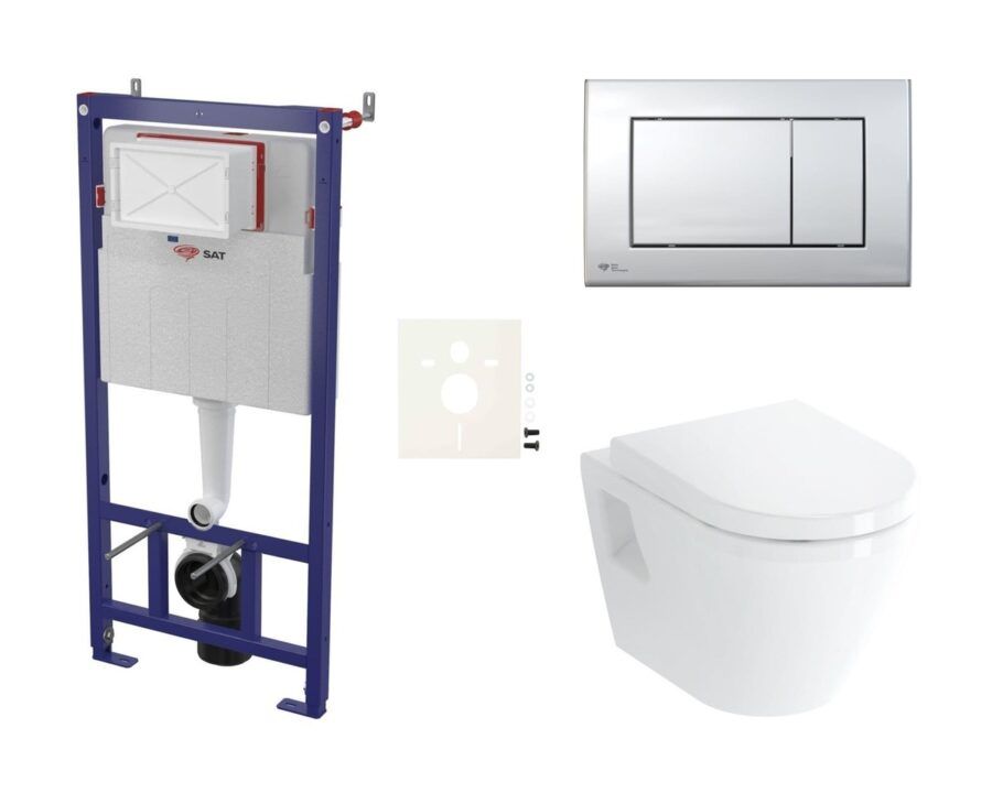 Cenově zvýhodněný závěsný WC set SAT do lehkých stěn / předstěnová montáž+ WC Vitra Integra SIKOSSINTBO21K