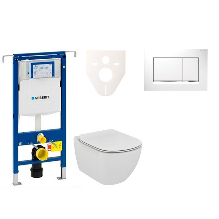 Cenově zvýhodněný závěsný WC set Geberit do lehkých stěn / předstěnová montáž+ WC Ideal Standard Tesi 111.355.00.5NF5